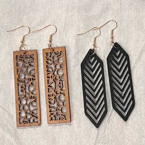 2 Pairs of Wooden Earrings